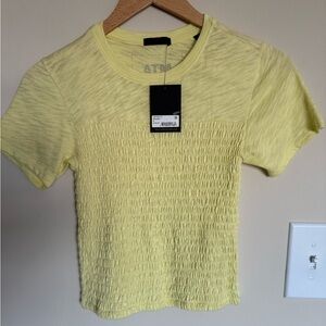 ATM Anthony Thomas Melillo Yellow Fitted Smocked Tee